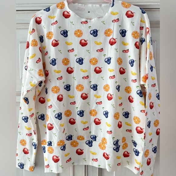 NEW never worn Aleeza Paris SZ M Fruit Patterned White Sweatshirt - Picture 1 of 8